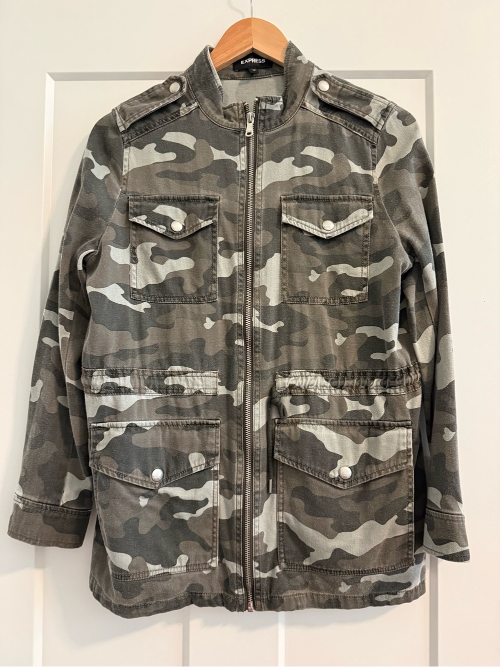 Express Women’s Camo Field Jacket in Olive and Khaki